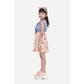 Generic Girl's Denim-Cotton Floral Printed Sleeveless Round Neck Dress (Multicolor)