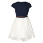 Generic Girl's Denim Embroidery Short Sleeve Round Neck Dress (White)