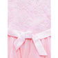 Generic Girl's Polyester  Net Floral Printed Sleeveless Round Neck Dress (Light Pink)