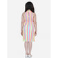 Generic Girl's Polyester Crepe Striped Sleeveless Round Neck Dress (Multicolor)