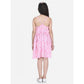 Generic Girl's Rayon Printed Sleeveless Round Neck Dress (Pink)