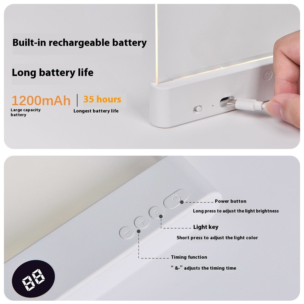 LED Page Lamp for Books and Night Stand – USB Rechargeable Flat Panel Reading Light for Paper Books, Eye-Friendly Night Light