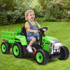 Costzon Ride on Tractor with Detachable Trailer 12V Kids Electric Vehicles w/3-Gear-Shift Ground Loader Wireless Design & USB 7 LED Headlights Remote Control Tractor Toys for Kids 3+ (Green)