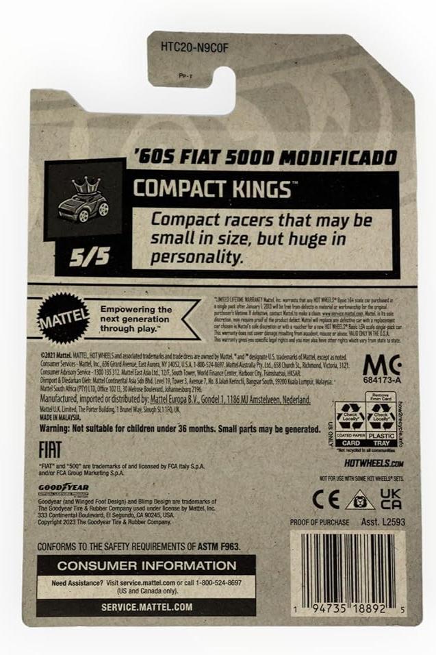 Hot Wheels '60s Fiat 500D Modificado - Mainline (2024) 117/250 5/5