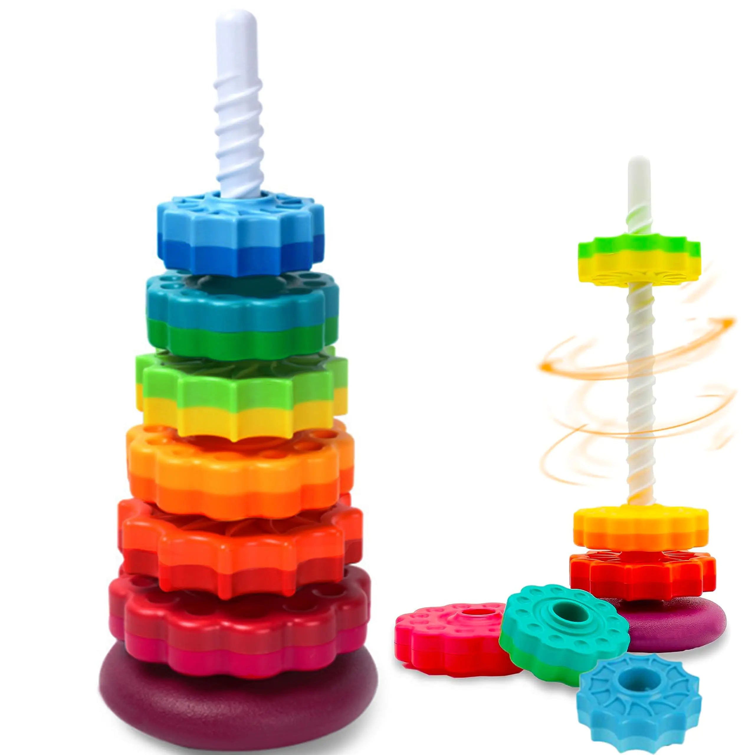 Baby Spinning Toy Stacking Toy for Babies and Toddlers Educational Toddler Learning Toys Rainbow Spinning Wheel Toy for Focus Dexterity Brain Development Interactive Learning stacking toys
