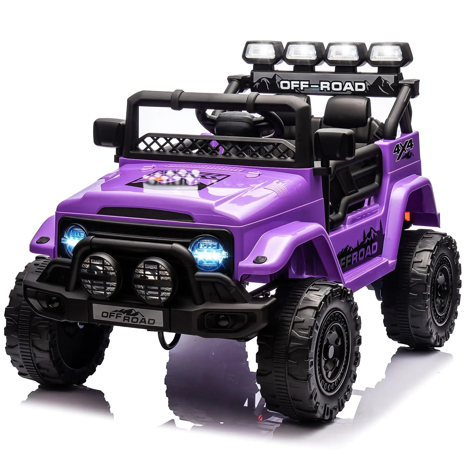 Ride On Truck Car 12V Electric Vehicle w/Remote Control 3 Speeds LED Lights Music Spring Suspension Ride on Car for Kids