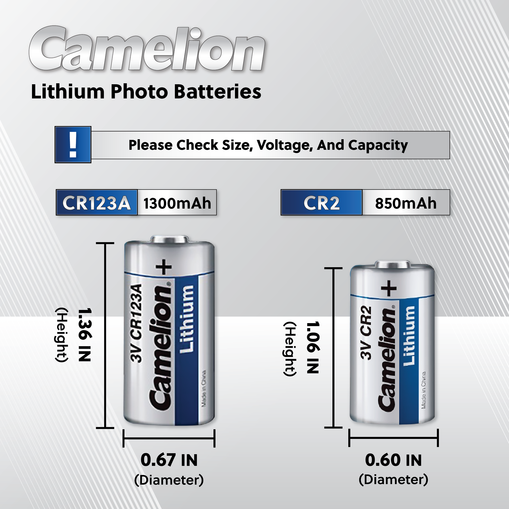 Camelion CR123A 3V Lithium Primary - Non Rechargeable