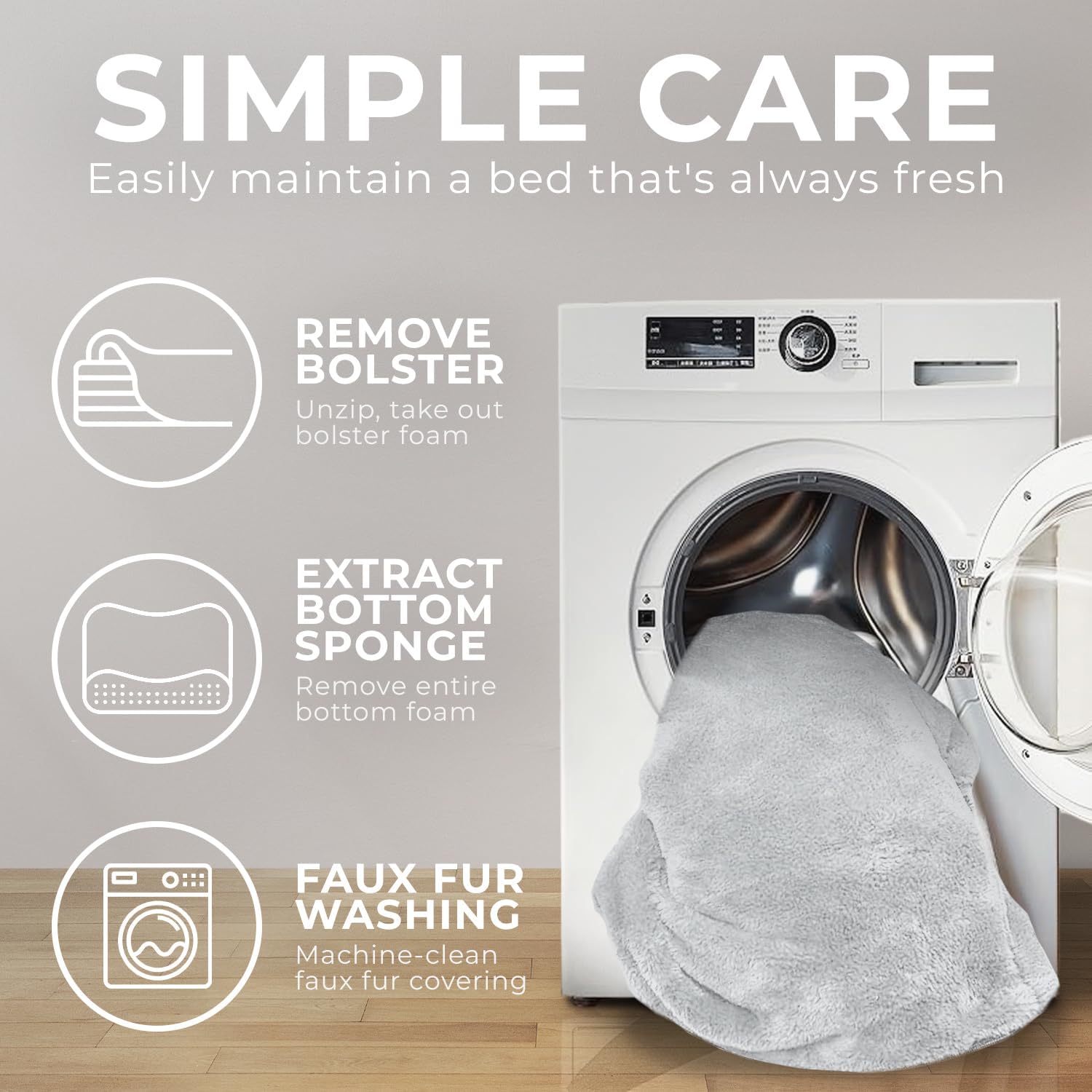 Oversized Human Dog Bed – 72" x 48" Orthopedic Memory Foam Lounger with Washable Faux Fur Cover, Blanket & Pillow for Adults & Large Dogs (Grey)