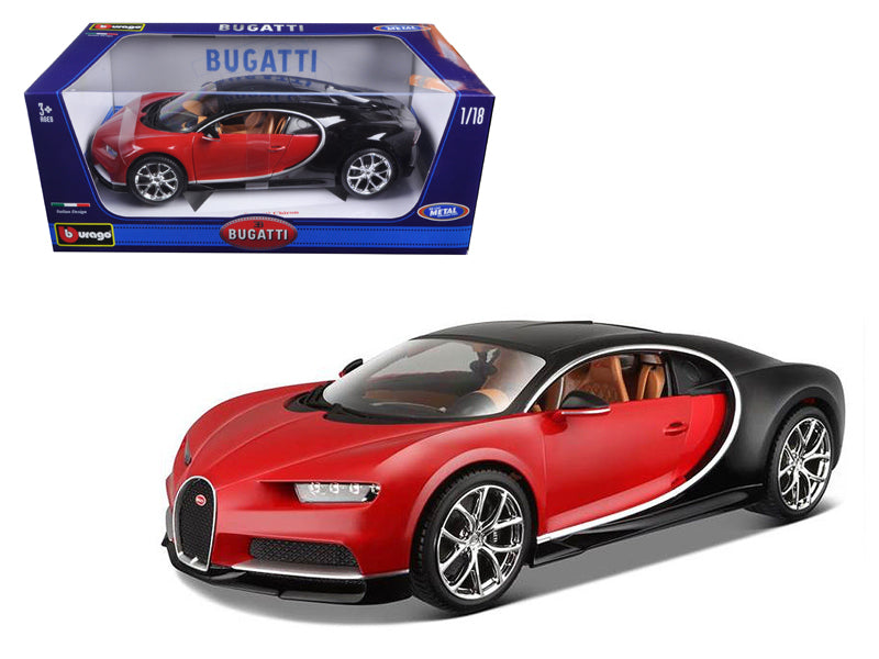 B  1 isto 18 2016 Bugatti Chiron Diecast Model Car, Red with Black