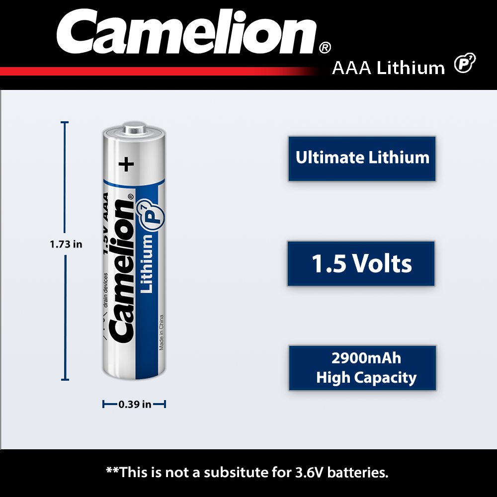 Camelion AAA P7 Lithium Primary 4pk - Non Rechargeable