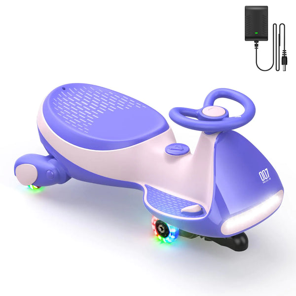 Wiggle Car by FanttikRide 6V N7 Classic Electric Wiggle Car with Pedal Rechargeable Battery CyberWiggle 2 in 1 Swing Car 2 Speed Anti-Rollover Flashing Wheels Bluetooth for Ages 3 and Up 150 Lbs Pink