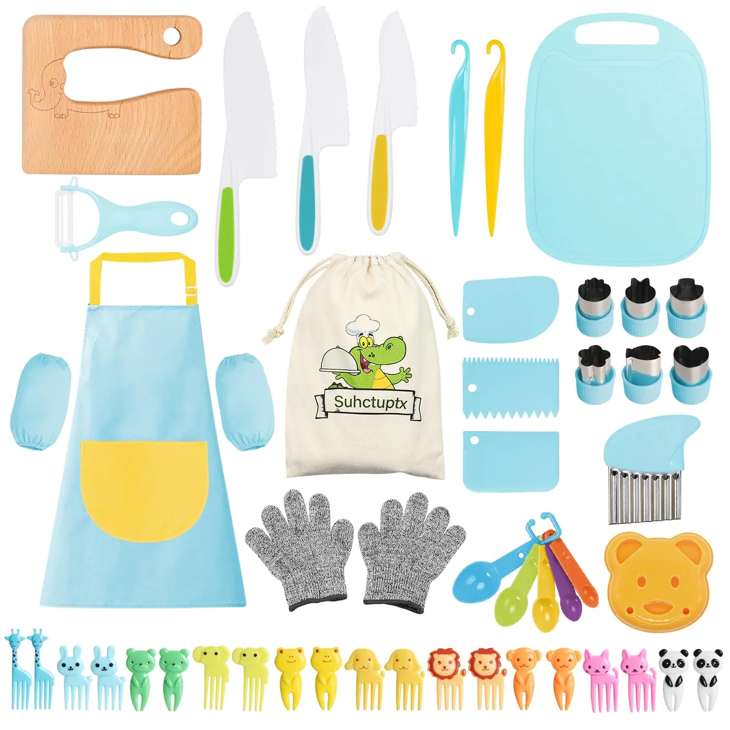 50-Piece Toddler Chef Set - Kid-Safe Cooking Tools with Wooden Knives
