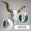 White + Gold Mini Faux Longhorn Skull, 20"