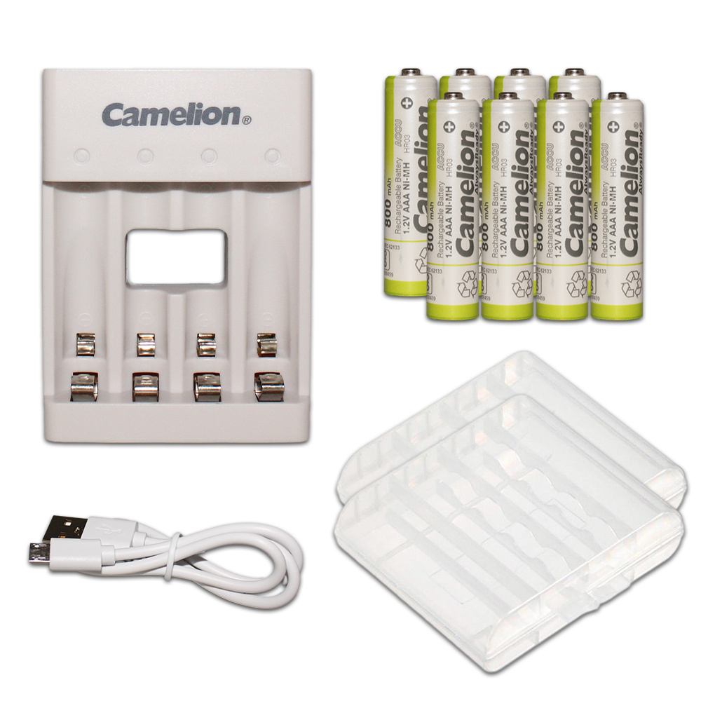 Camelion AAA Ni-Mh Always Ready Rechargeable Batteries (8) + Charger