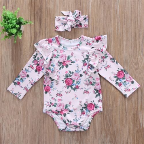 Newborn Toddler Baby Girl One Piece Clothes Floral