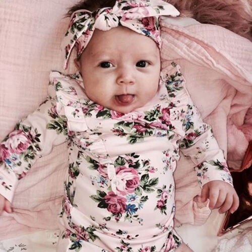 Newborn Toddler Baby Girl One Piece Clothes Floral