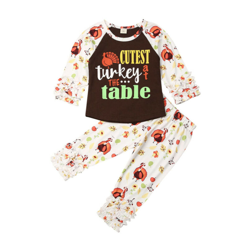 Thanksgiving Toddler Baby Girl Clothes Sets 0 3Y