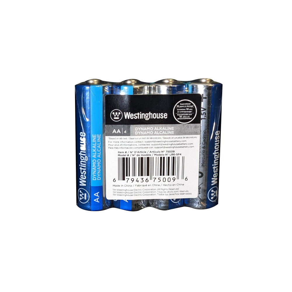 Westinghouse AA Dynamo Alkaline 4 Pack Shrink Wrap