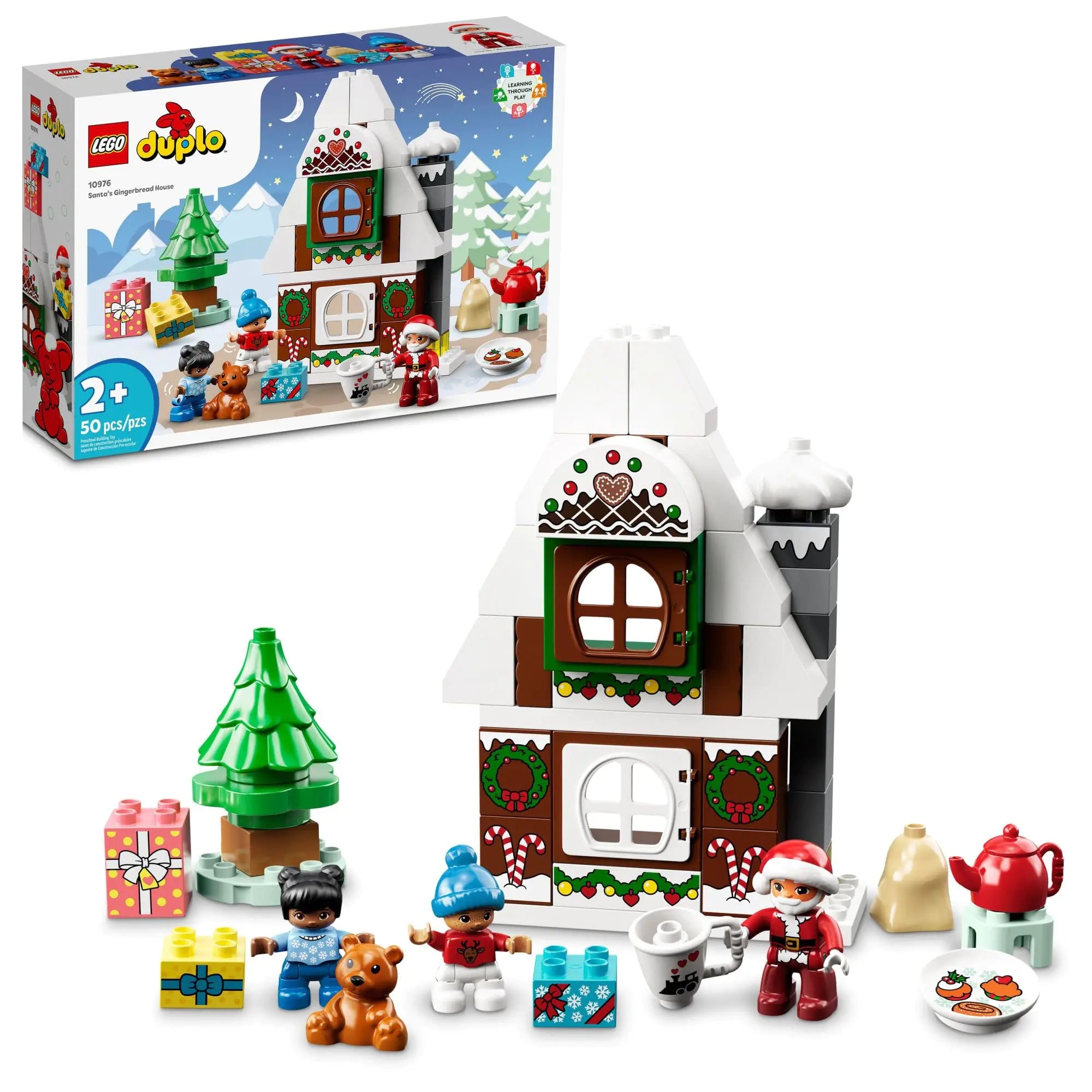 LEGO DUPLO Santas Gingerbread House Building Set Christmas Toy for 2 Year Old Boys and Girls Includes Santa Claus Figure Stocking Filler Idea Great Gift for Toddlers 10976