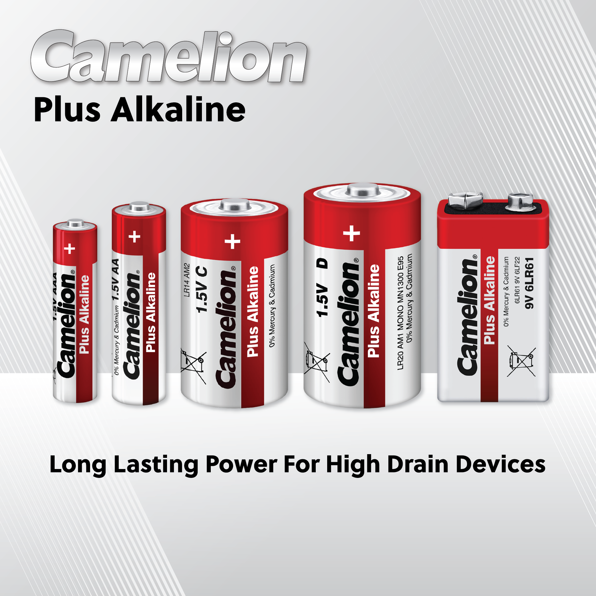 Camelion 9 Volt Plus Alkaline Plastic Tub of 6