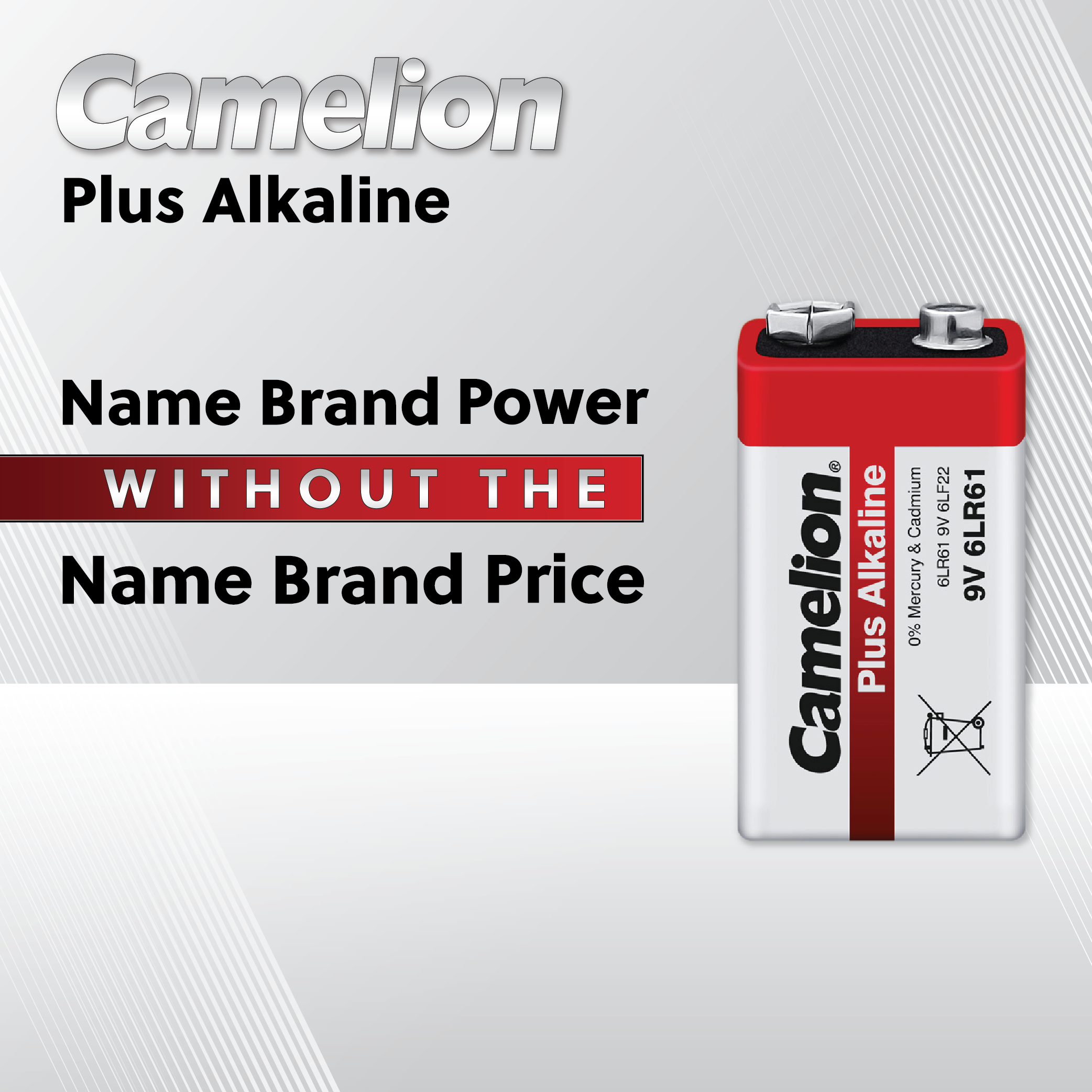 Camelion 9 Volt Plus Alkaline Plastic Tub of 6