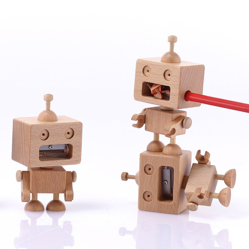 Wooden Robot Pencil Sharpener