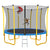12FT Trampoline for Kids with Safety Enclosure Net Basketball Hoop