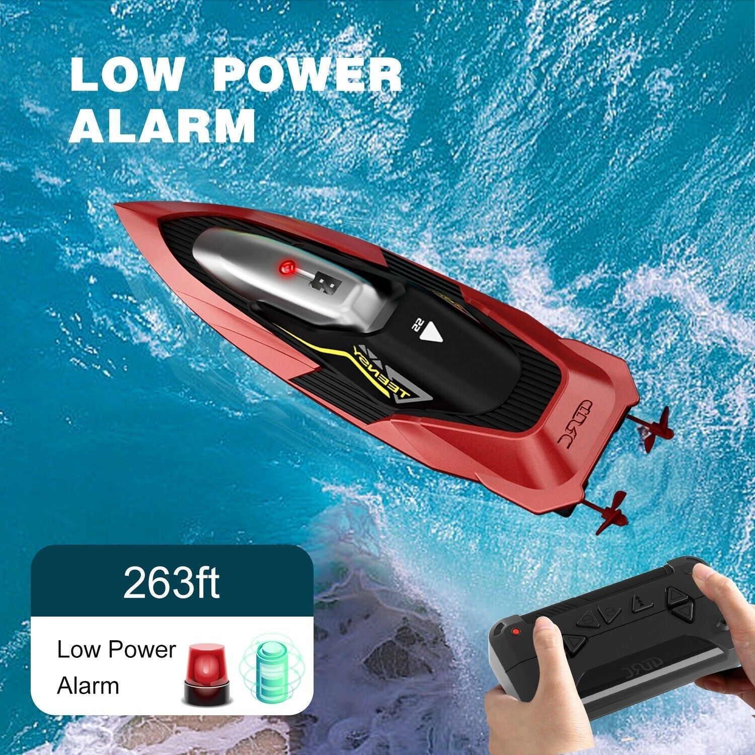 Fast RC Boat For Pools And Lakes, 2.4 GHz 20- MPH Racing Boats