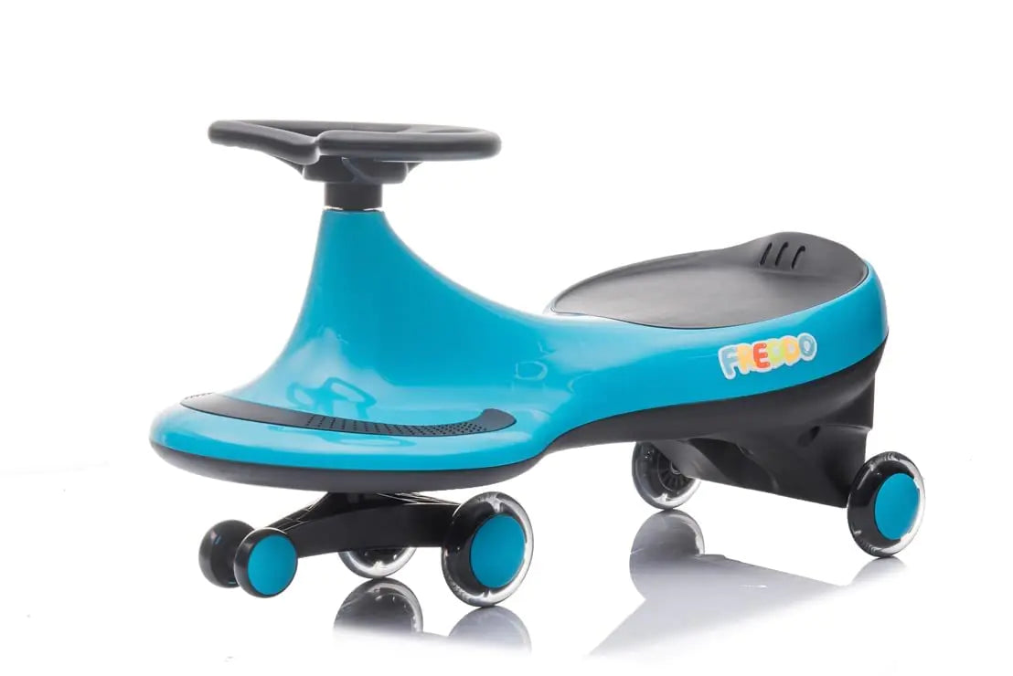Wiggle Car by Freddo Toys Swing Car for Kids with Flashing Wheel for Boys and Girls No Batteries Gears or Pedals - Twist Turn Wiggle Movement to Steer (Blue) Age 18+ Months