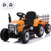 sopbost 12V 7Ah Ride On Tractor Ride On Car with Remote Control Electric Car with Trailer Battery Powered Ride On Toys Car for Kids Boys Girl Music Play Orange