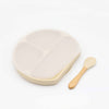 Baby Silicone Compartment Plate With Wooden Spoon