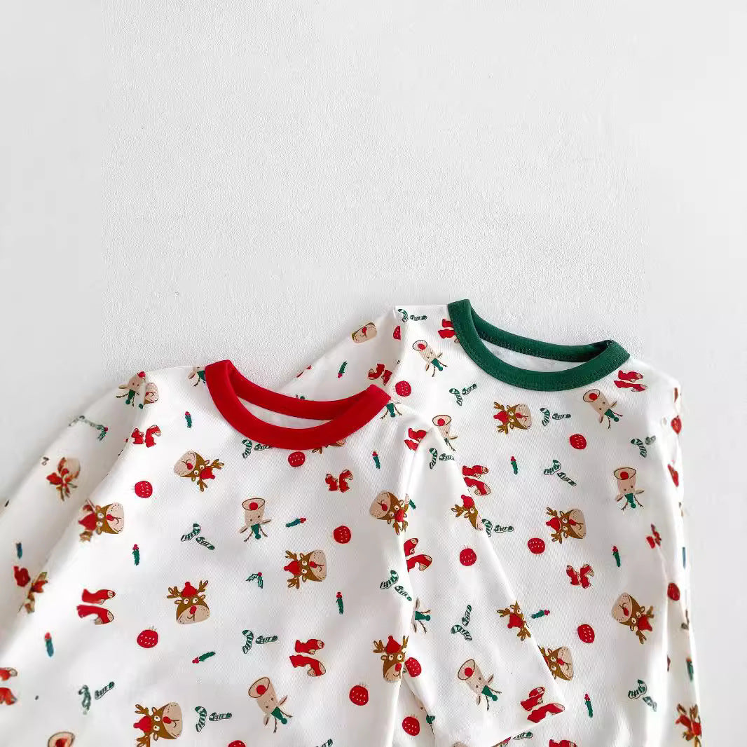 Autumn Arrival Baby Unisex Long Sleeves Christmas Cartoon Onesies with