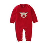 Baby Christmas Elk Pattern Solid Color Knitted Sweater Rompers
