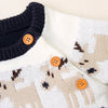 Baby Cartoon Christmas Deer Pattern Shoulder Button Design Knitted