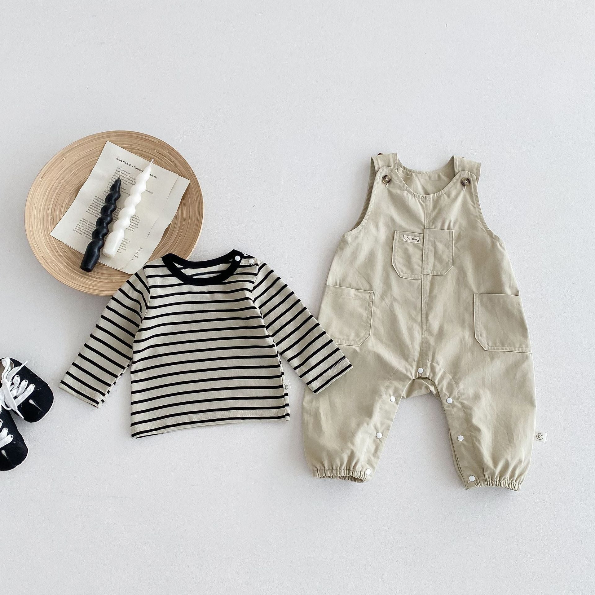 Spring and Autumn Baby Kids Unisex Striped Pattern Long Sleeves Top