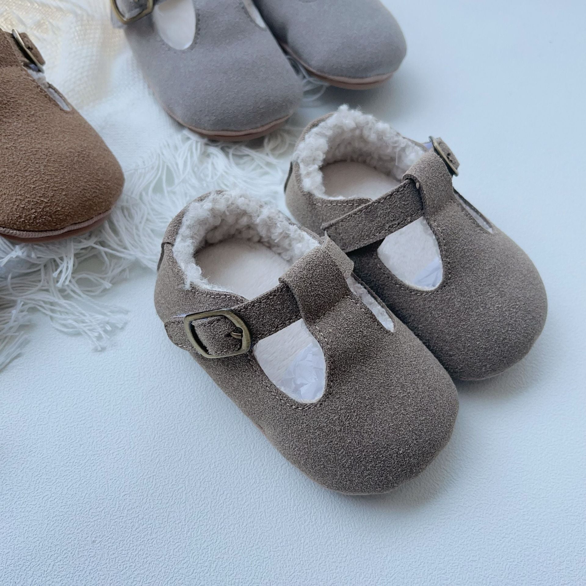 Arrival In Winter Baby Girl Solid Color Plush Warm Anti-Slip Shoes