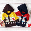 Baby Cartoon Christmas Giraffe Pattern Contrast Design Sweater Cardiga