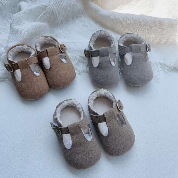 Arrival In Winter Baby Girl Solid Color Plush Warm Anti-Slip Shoes