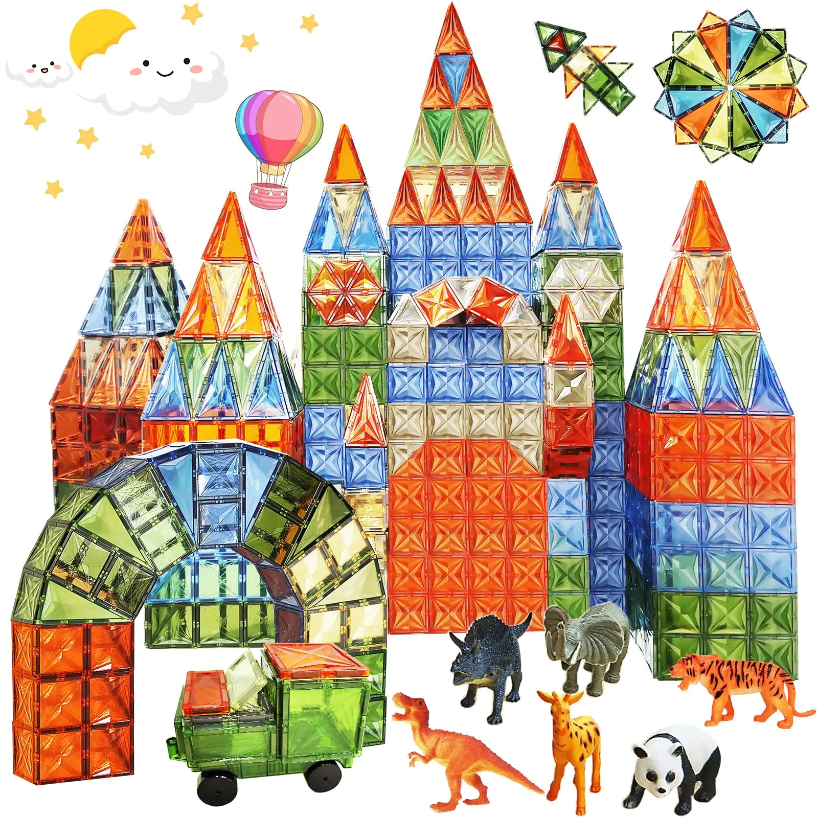 DMOIU Magnetic Tiles SetMagnetic Blocks for KidsMagnet Tiles Building BlocksMagnetic Construction STEM Educational Toys Gift for Boys and Girls102PCS