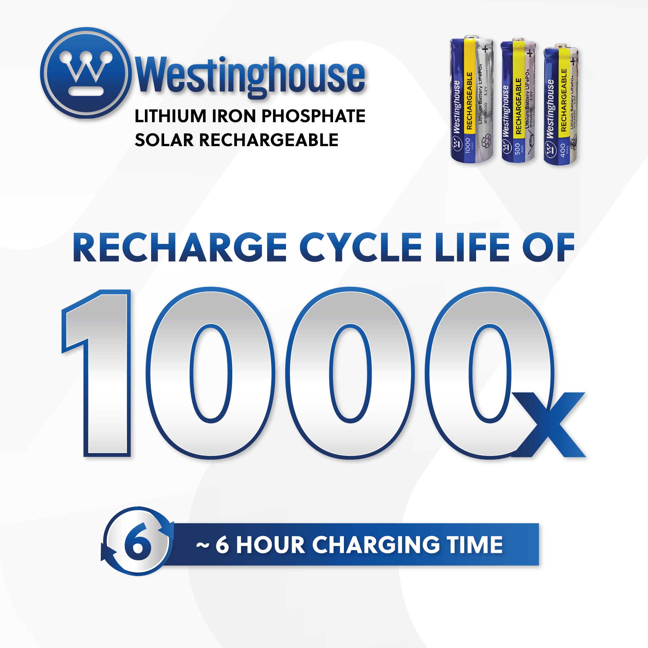 Westinghouse IFR18500 Lithium Iron Phosphate 3.2V 1000mAh Rechargeable