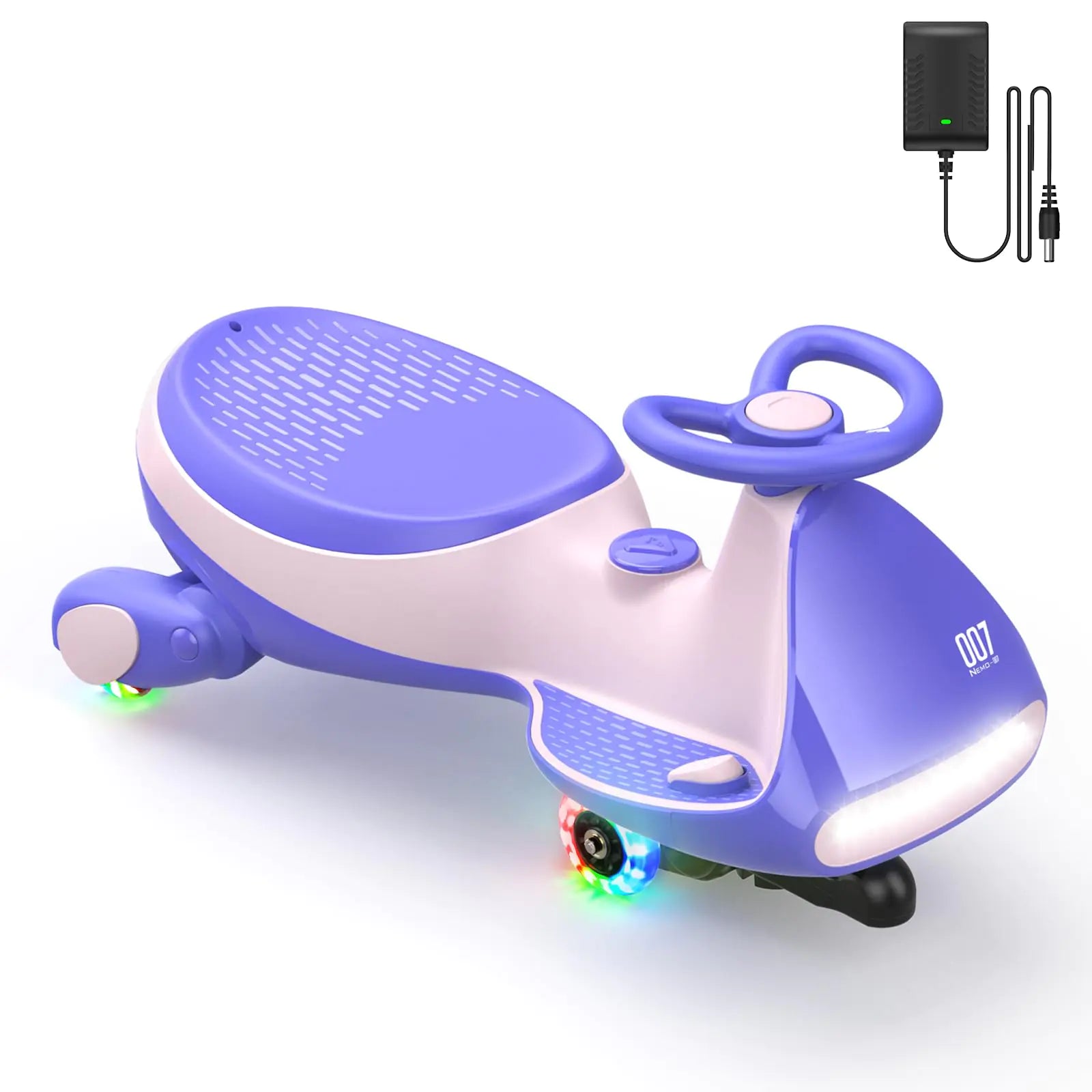 Wiggle Car by FanttikRide 6V N7 Classic Electric Wiggle Car with Pedal Rechargeable Battery CyberWiggle 2 in 1 Swing Car 2 Speed Anti-Rollover Flashing Wheels Bluetooth for Ages 3 and Up 150 Lbs Pink